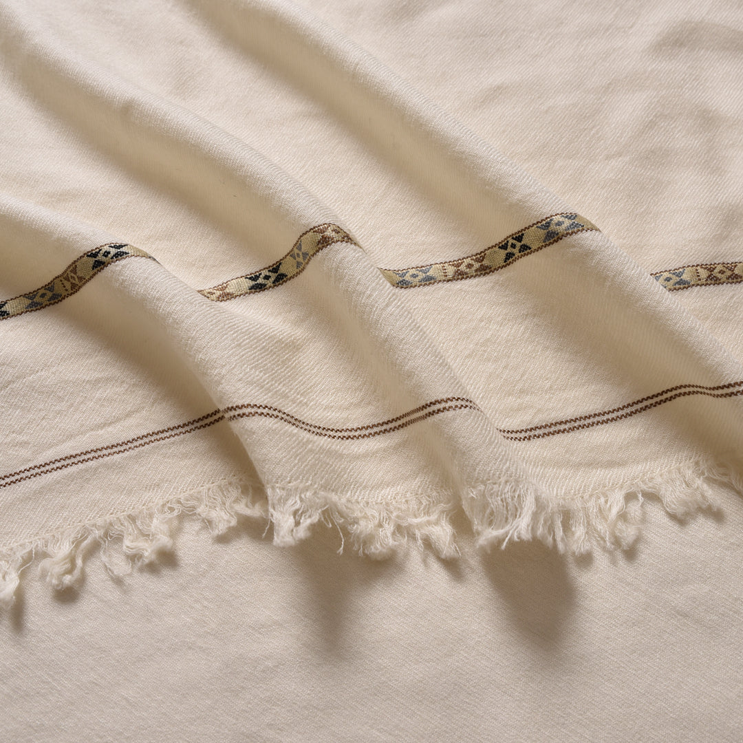 Premium Wool Blended Shawl - Off White